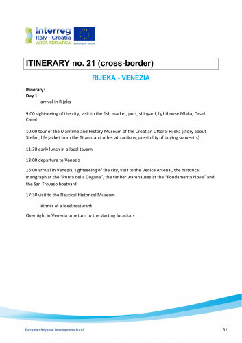 ITINERARY no. 21 (cross-border) RIJEKA - VENEZIA