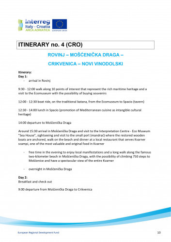 ITINERARY no. 4 (CRO) ROVINJ – MOŠĆENIČKA DRAGA – CRIKVENICA – NOVI VINODOLSKI