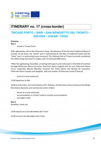 ITINERARY no. 17 (cross-border) TRICASE PORTO – BARI – SAN BENEDETTO DEL TRONTO – ANCONA – ZADAR - TKON